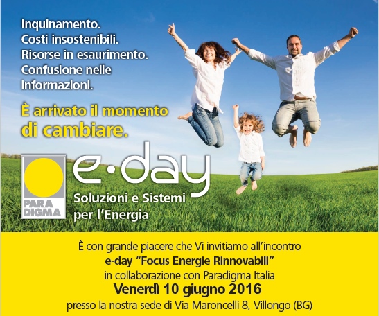 e-day 2016 - Venerdì 10 Giugno 2016 - Via Maroncelli 8 Villongo (BG)